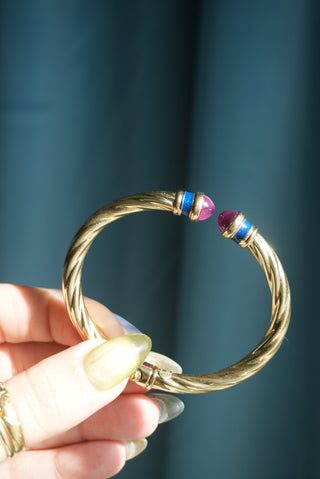 14K PINK SAPPHIRE BANGLE BRACELET
