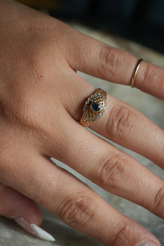 14K SAPPHIRE GOLD LACE RING