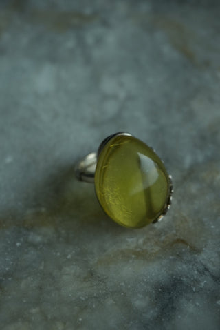 AMBER STERLING SILVER RING SZ 8