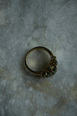 Cluster Cutie - Vermeil and Chrysoprase Ring Size 9