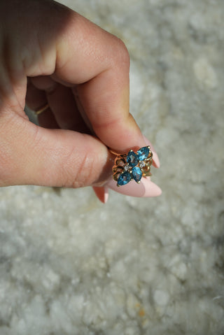 14K TOPAZ CLUSTER RING