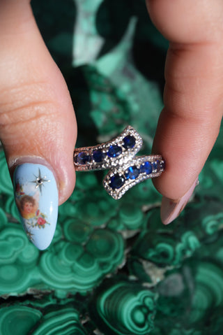 SAPPHIRE BYPASS RING SZ 9