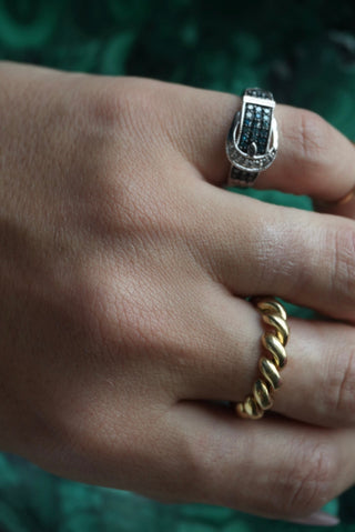 Buckled Babe - Sterling Pave Buckle Ring Size 5