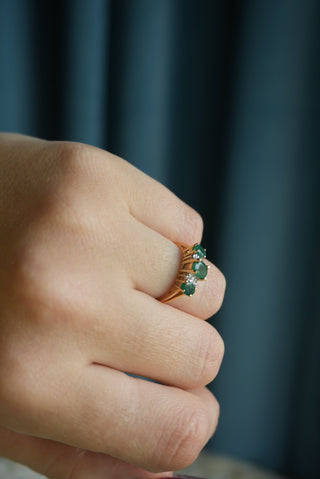 14K EMERALD TRIO RING