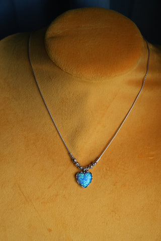 Ocean Mist - Sterling Opal Heart Necklace