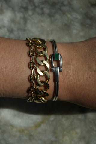 Extra Lucky - Sterling Emerald Horseshoe Bangle