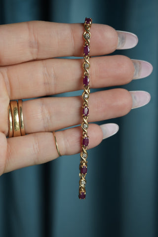 10K RUBY & DIAMOND TENNIS BRACELET