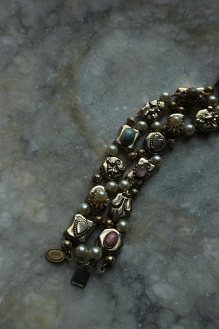 Double Doozy - Goldtone Double Slide Bracelet