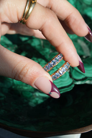 TANZANITE MOON HOOPS 14k