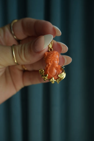 14K ANGEL SKIN CORAL PENDANT