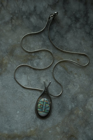 Native Inspo - Sterling Silver Opal Inlay Pendant  necklace