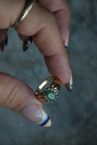 14K EMERALD CROWN RING
