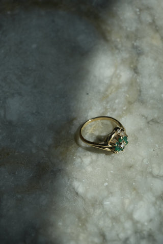 14K EMERALD & DIAMOND FLOWER