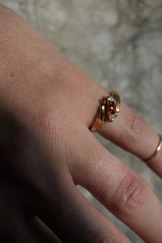 14k Garnet & Diamond Ring
