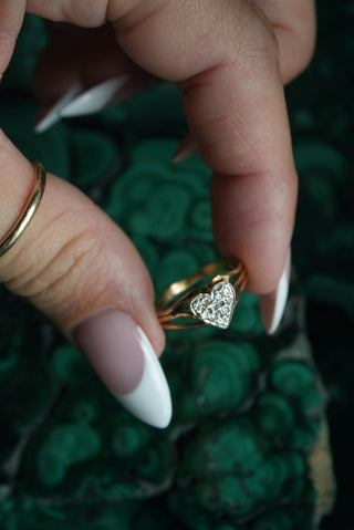 14K PAVE HEART RING