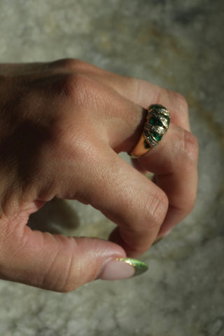 14k Emerald & Diamond Ring