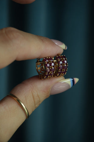 14K RUBY HOOPS
