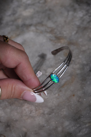 Mermaid Scale - Sterling Stacked Opal Cuff Bracelet