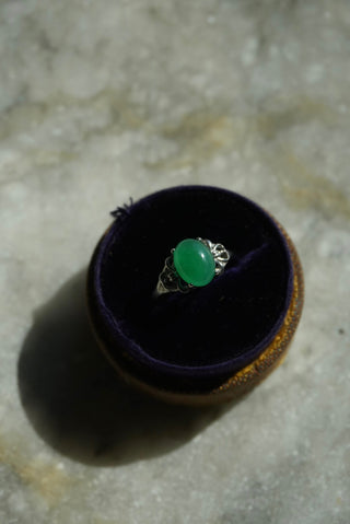 Jade Verde - Sterling Cabochon Ring Size 8