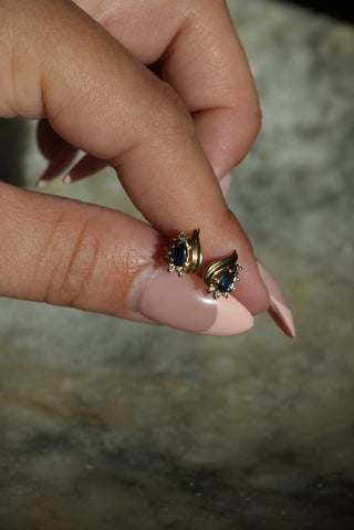 14K SAPPHIRE & DIAMOND EARRINGS