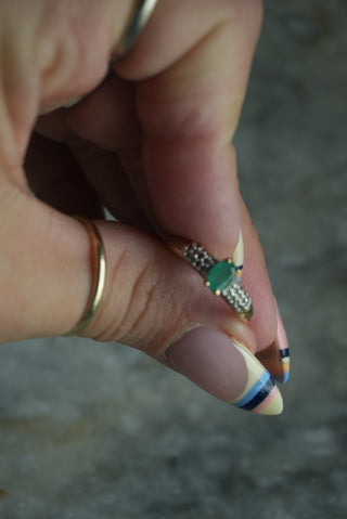 14K EMERALD & DIAMOND RING