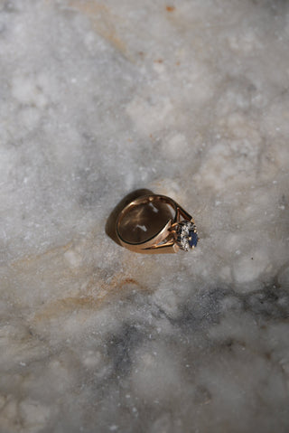 10K BLUE SAPPHIRE & DIAMOND RING
