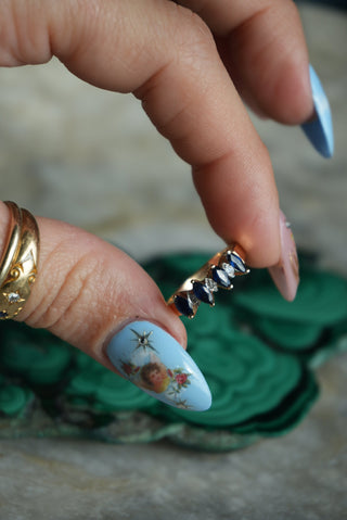 14K SAPPHIRE MARQUEE RING