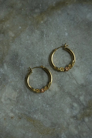 14k Flower Bouquet Hoops