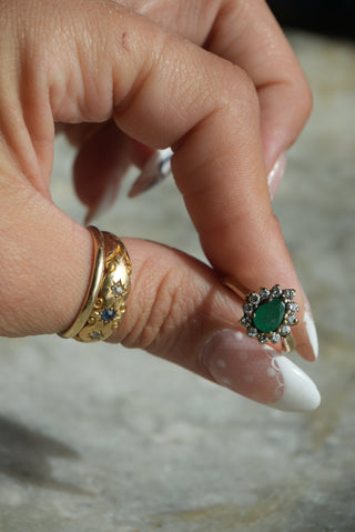 14K EMERALD & DIAMOND RING