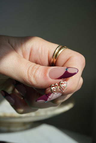 14k DOUBLE HEART STUDS