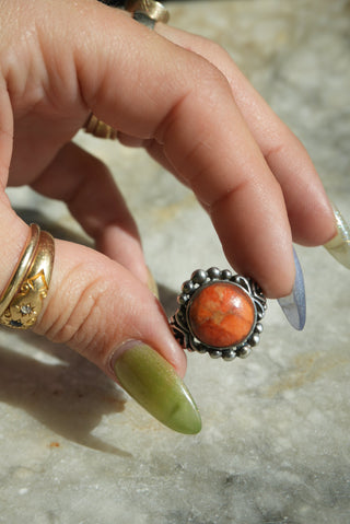 ORANGE JASPER RING SZ 6