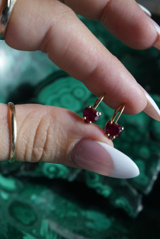 10K Ruby Heart Earrings