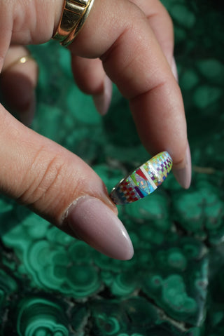 Nat Geo - Sterling Gemstone Inlay Band Size 8