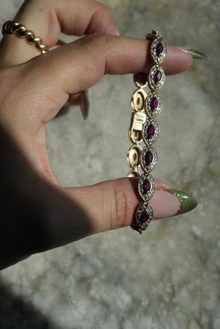 Ruby Reds - Dual Tone Ruby Tennis Bracelet