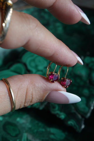10K Ruby Heart Earrings