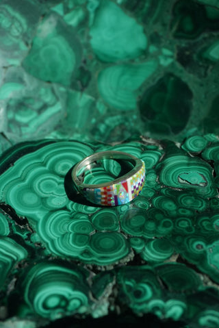 Nat Geo - Sterling Gemstone Inlay Band Size 8