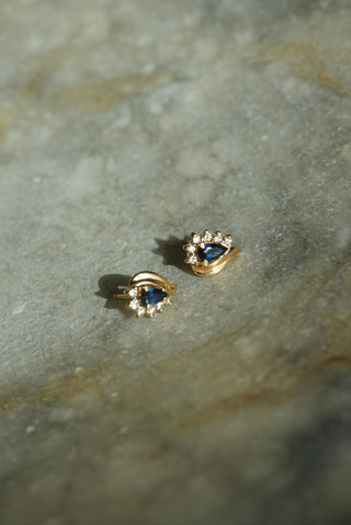 14K SAPPHIRE & DIAMOND EARRINGS
