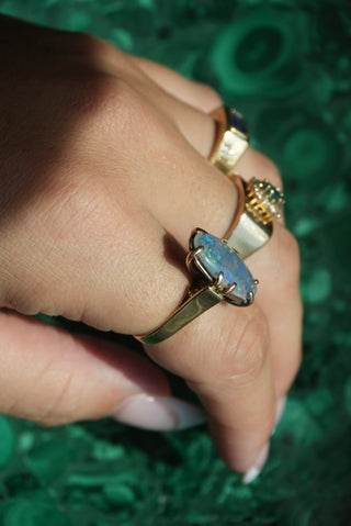 14K BLUE OPAL RING