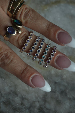 Lace Band - Sterling Eternity Faux Gemstone Ring