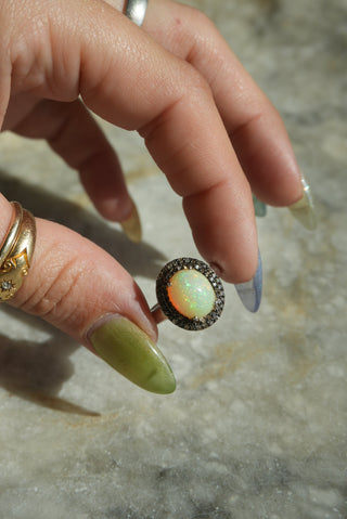 OPAL & DIAMOND RING SZ 7