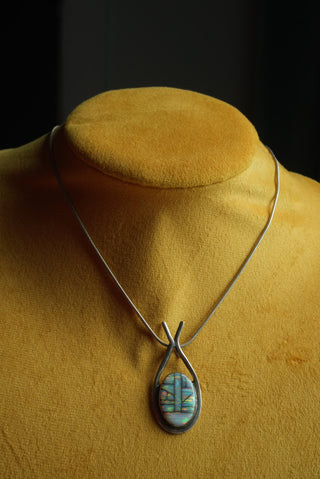 Native Inspo - Sterling Silver Opal Inlay Pendant  necklace