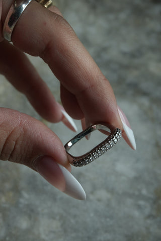 Girl’s Girl - Sterling Square Pave Band Size 7