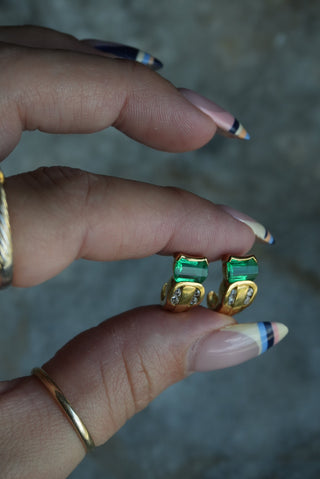 14k GREEN HUGGIE HOOPS