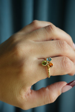 14K GEMSTONE TRIO RING