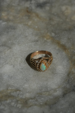 10k Opal & Diamond Ring