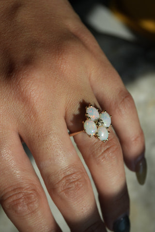 14k OPAL CLOVER RING