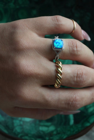 Lagoon Gal - Silver and Opal Ring Size 6