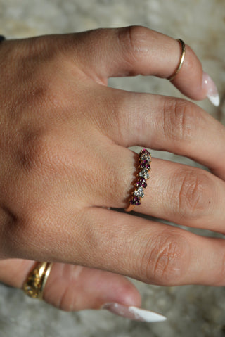 14K RED SPINEL & DIAMOND BAND