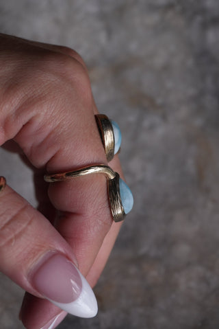 Sky Blue - Sterling Larimar Bypass Ring Size 8