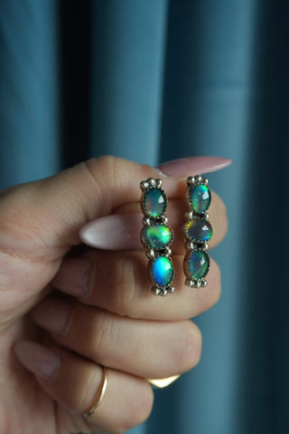 Aurora - Sterling Bezeled Cabochon Earrings